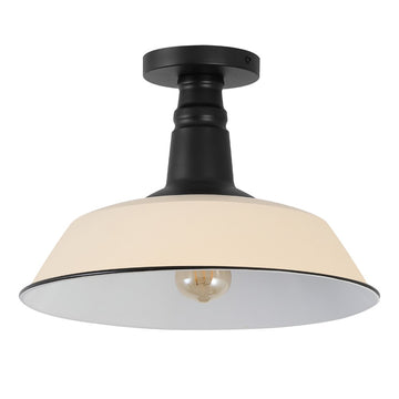 Camila 14" Classic Industrial Indoor/Outdoor Iron LED Semi Flush Mount
